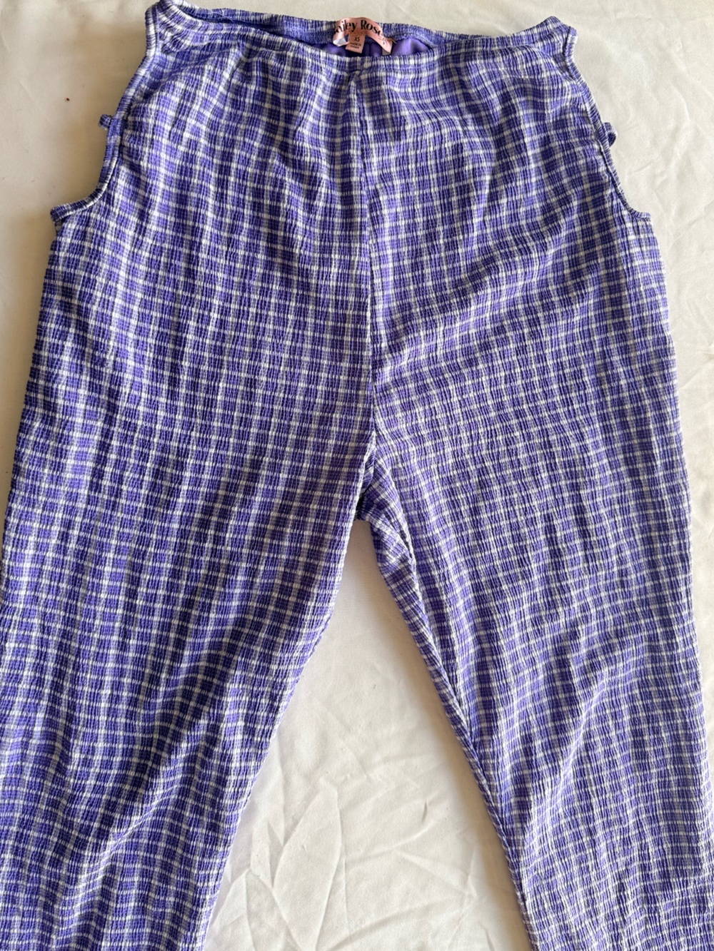 Purple Plaid Flared Pants with Side Hip Cutouts- Small